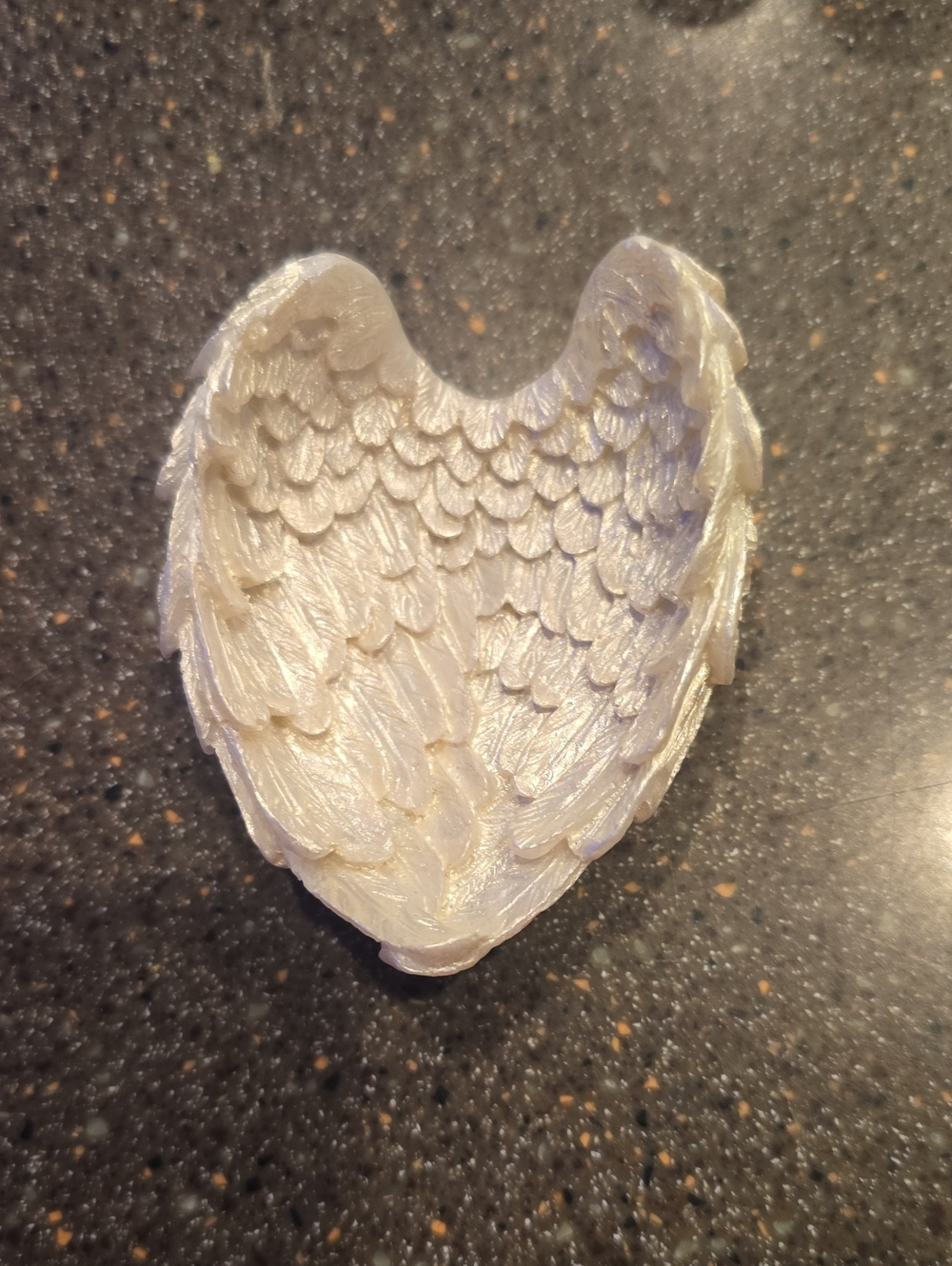 Handcrafted Angel Wing Trinket Dish in Pearl White